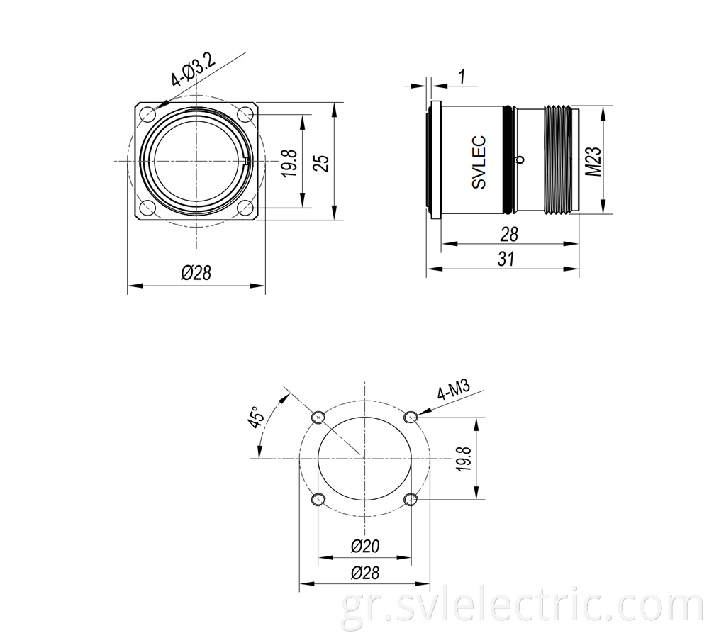 flange M23 connector